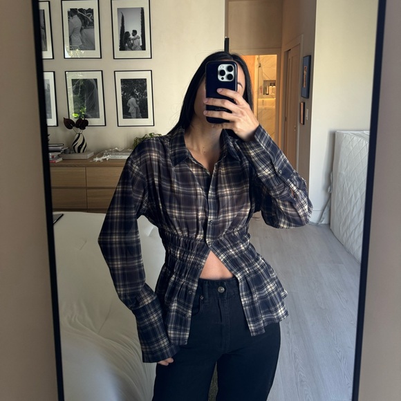 Bronze Snake Tops - Bronze Snake Plaid Button-Up Shirt